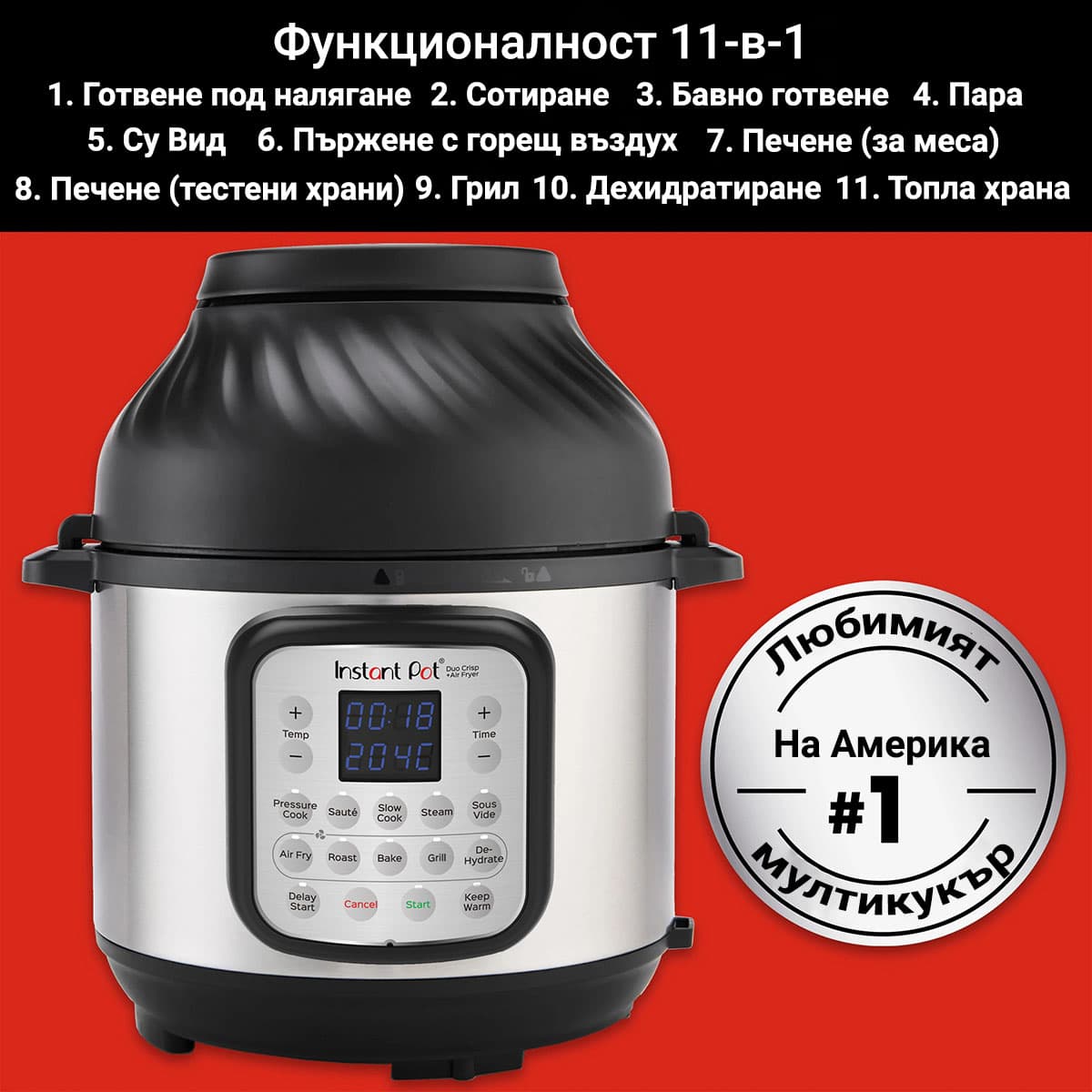 Разопакован Instant Pot DUO CRISP + AIR FRYER 5.7 литра (Категория 2) 2
